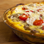 Asparagus, Mushroom and Ham Quiche with a Potato Crust 